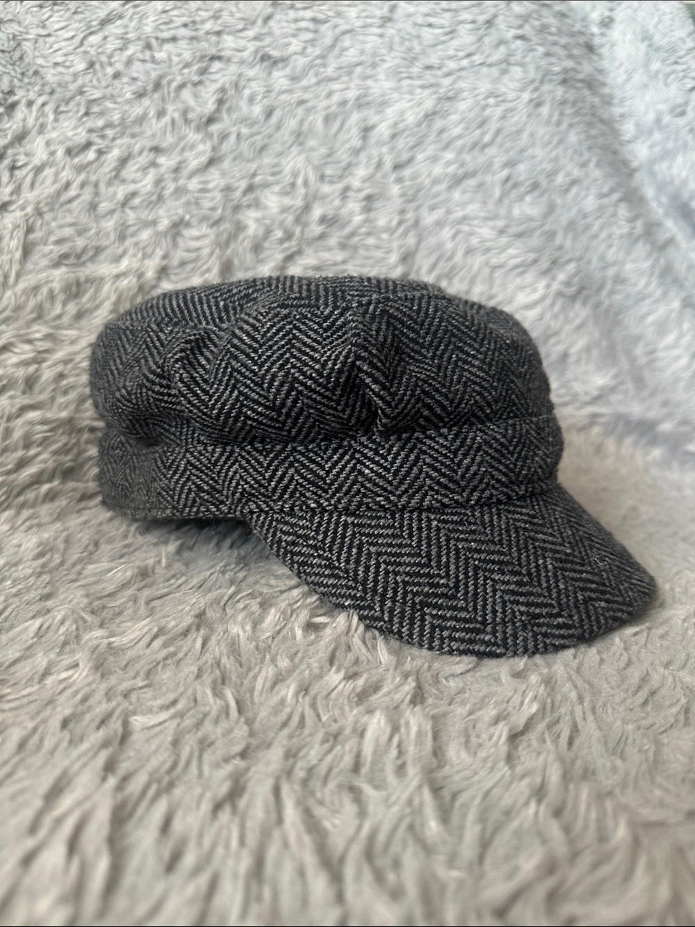 Perry Ellis Gray Herringbone Newsboy Cap